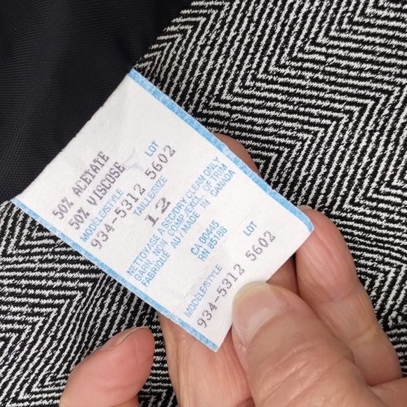 Louben Vintage Long Blazer Jacket Size 12 Black And White - Picture 11 of 11